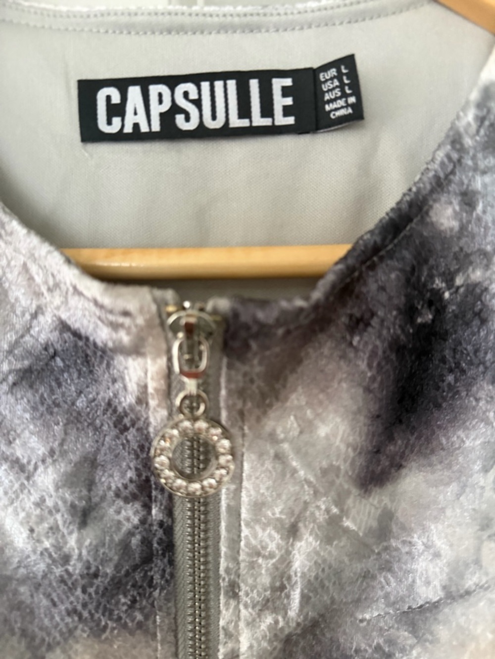 Tie-Dye Crop Tank & Ruched Mini Skirt Set - Gray/Black - Picture 3 of 3